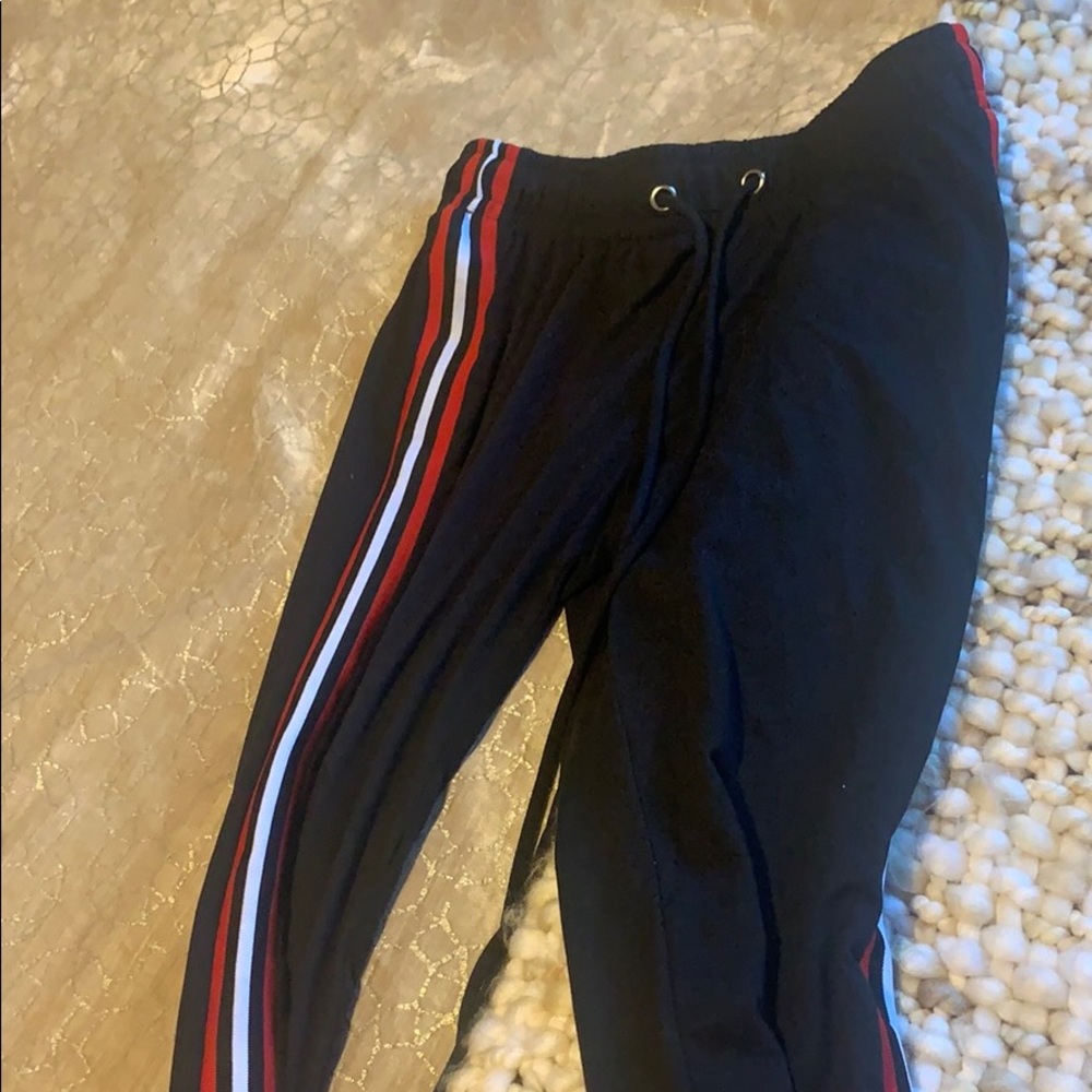 cutest red and white striped sweatpants